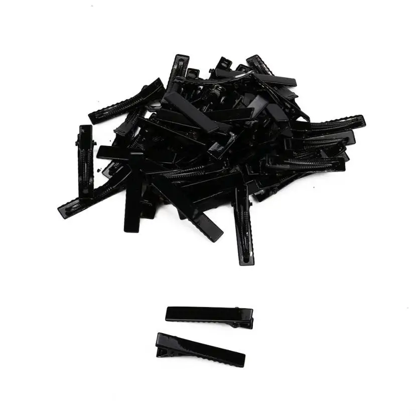 50PCS 6 Sizes Black Hair Clips Small Medium Lot Silver Crocodile Alligator Bow Blank 2U928 | Красота и здоровье