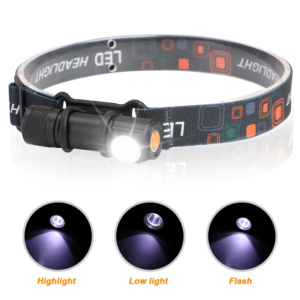 XPE LED Headlamp USB Charging Interface Cycling Headlight 3-Mode Dimming Head Torch 2 in 1 Camping Fishing Flashlight | Освещение