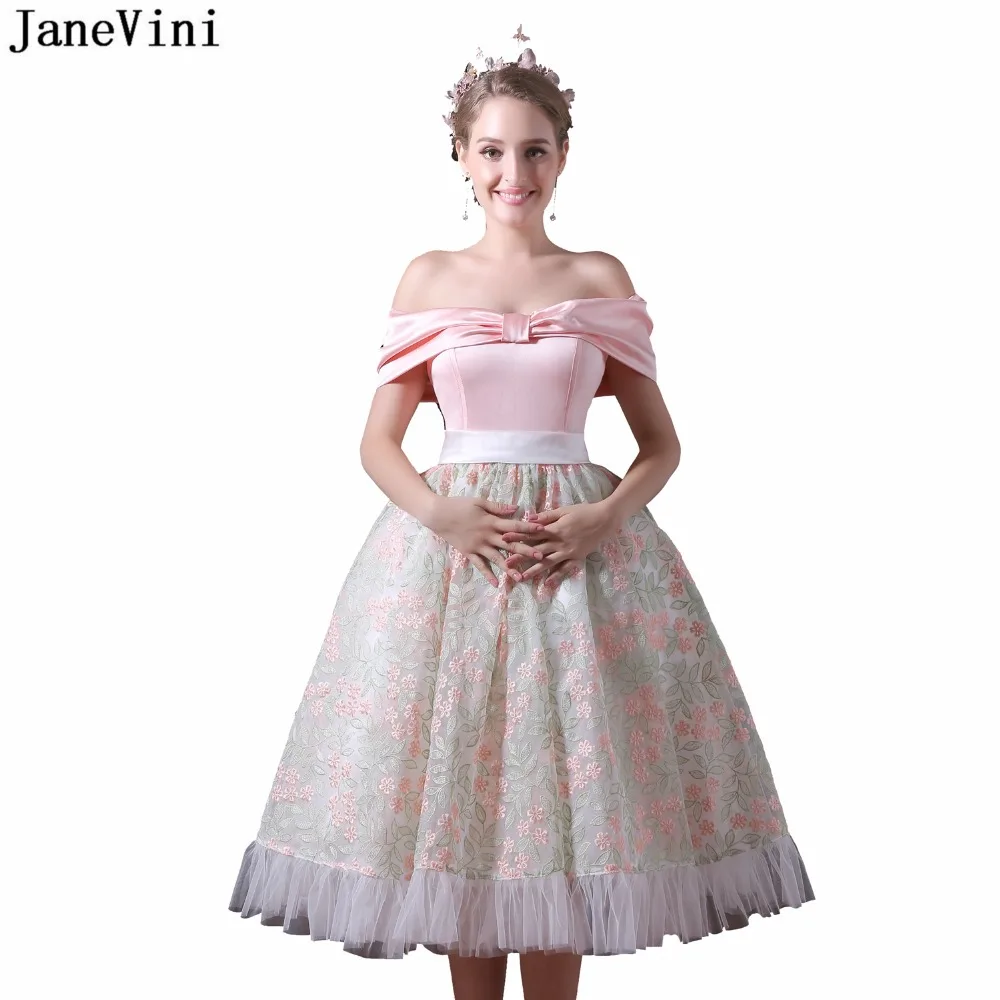 JaneVini 2018 изящное Розовое Бальное платье платья подружки невесты для свадеб