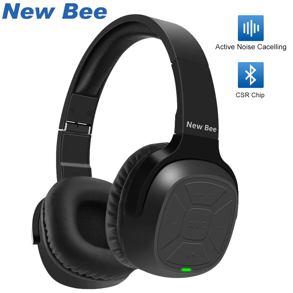 Новые Bee активные шумоподавления ANC HD стерео Складная гарнитура беспроводные Bluetooth наушники с микрофоном для iPhone xiaomi PC tv