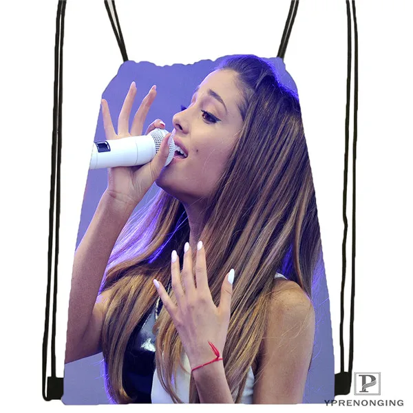 Drawstring Backpack Пользовательские Ариана Гранде походная сумка на шнурке милый детский Ранец(черный цвет(вид сзади) 31x40 см#180531-03-05 - Цвет: Drawstring Backpack