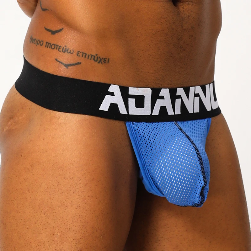

ADANNU men jockstrap menunderwear Transparent Lingerie briefs thongs gay penise bag breathable bikini Jockstrap Cotton Briefs