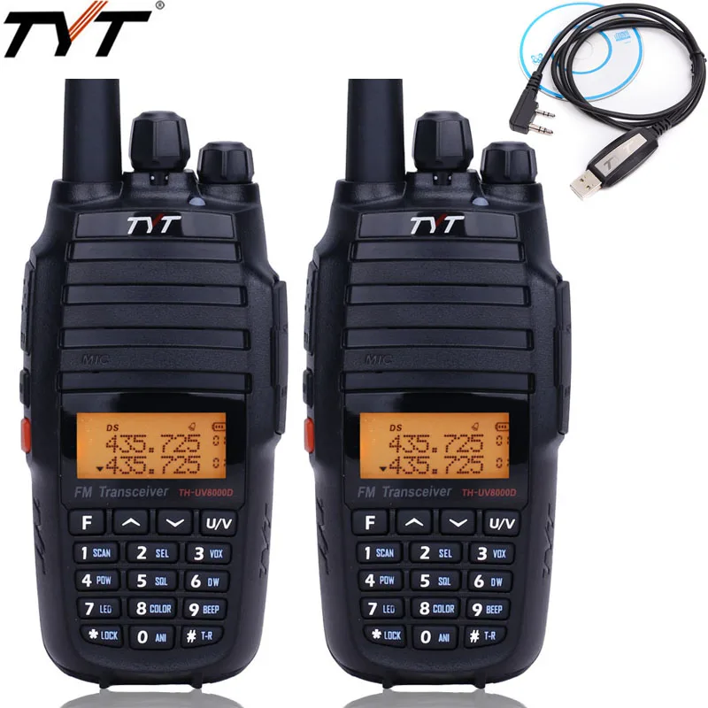 2pcs TYT TH-UV8000D walkie talkie 10W cross band 3600MAh Handheld FM Transceiver Repeater 10KM Ham 2 way radio | Мобильные телефоны