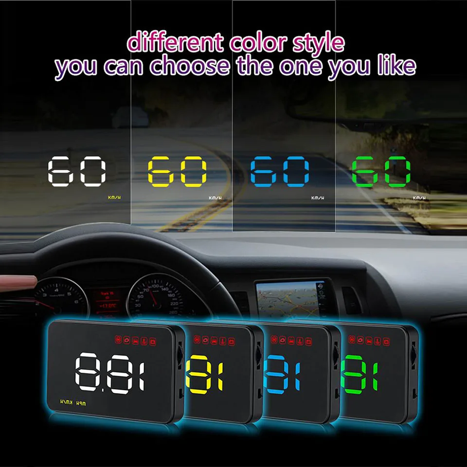 A100 Hud OBD2 Head Up дисплей Автомобильный скоростной проектор Цифровой скоростной метр OBD ii лобовое стекло проекция скорость ing сигнализация температура