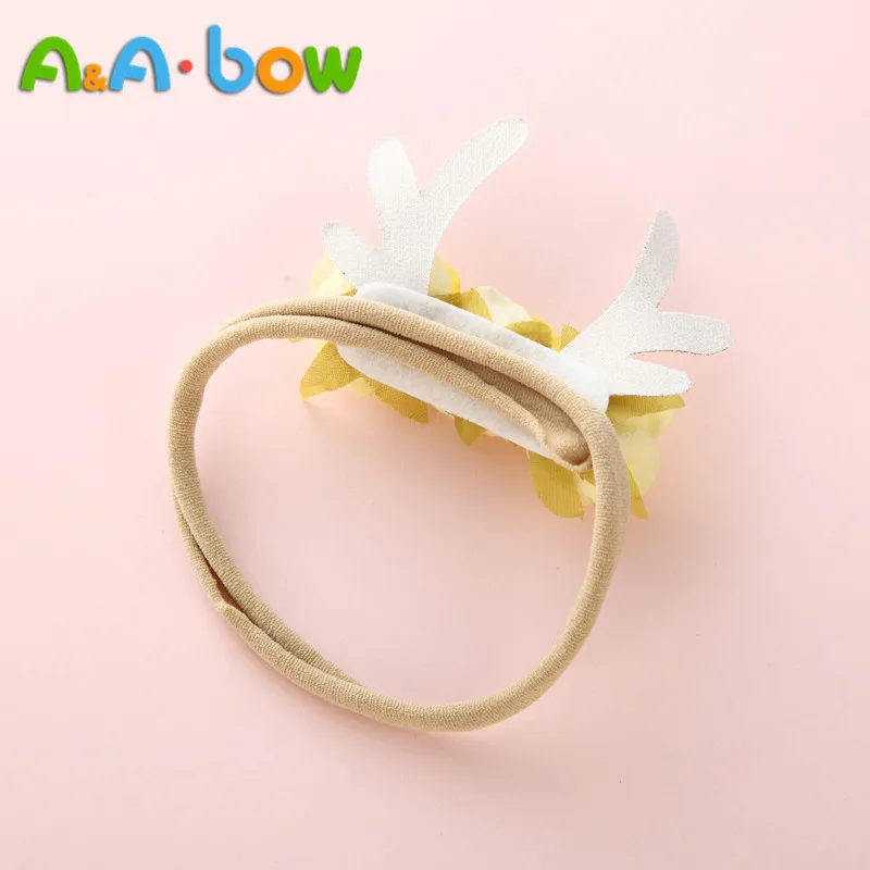 6pcs/lot Deer Antler Flower Headbands Nylon Headband Christmas Hair Band For baby Girls Cute Soft Elestic Accessories | Мать и ребенок