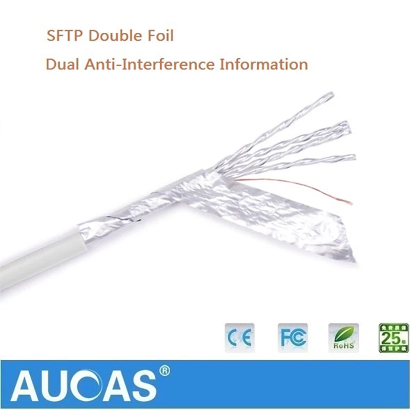 Aucas Высококачественная витая пара из чистой меди сетевой кабель SFTP CAT7 двойной