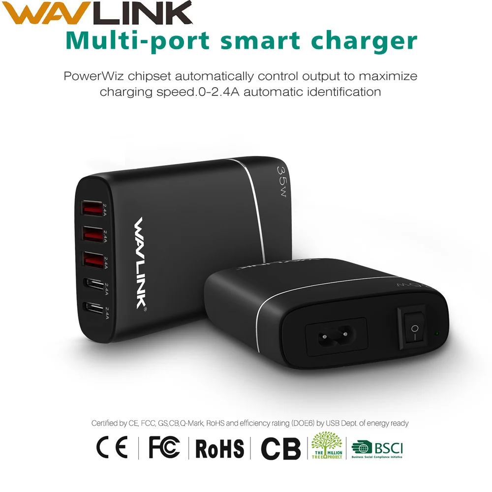 Зарядная Станция WAVLINK на 5 USB-портов 45 Вт/9 А | Мобильные телефоны и аксессуары
