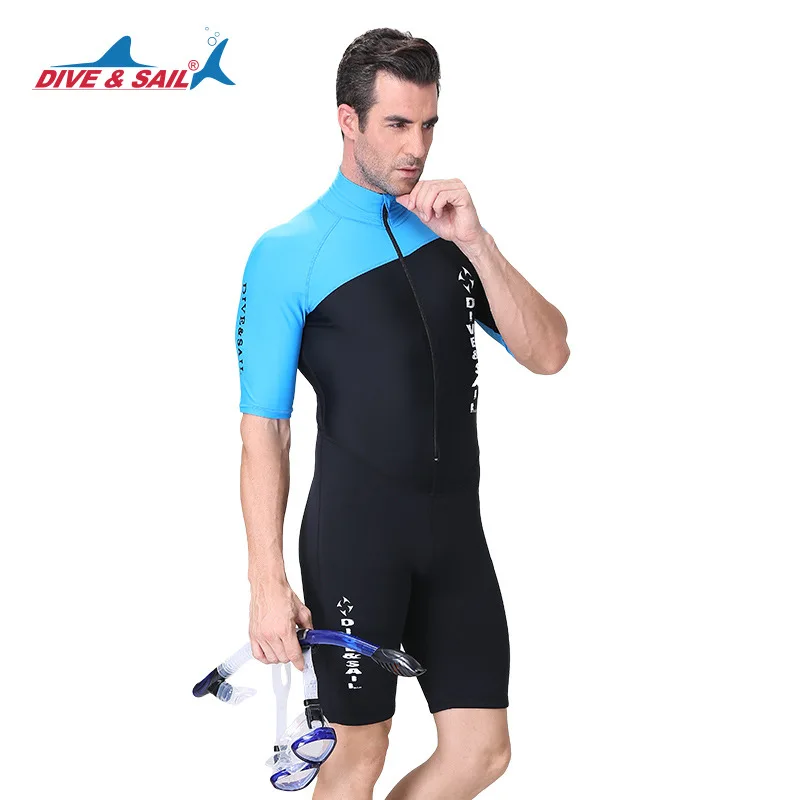 Мужские купальники из лайкры с коротким рукавом цельный гидрокостюм 1 5 мм