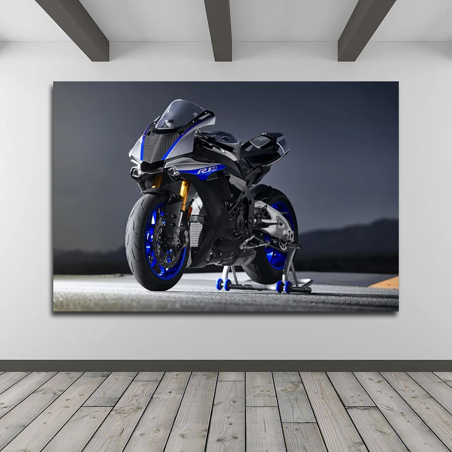 Синий велосипед Мотоцикл Superbike фоновый рисунок Печатный настенный