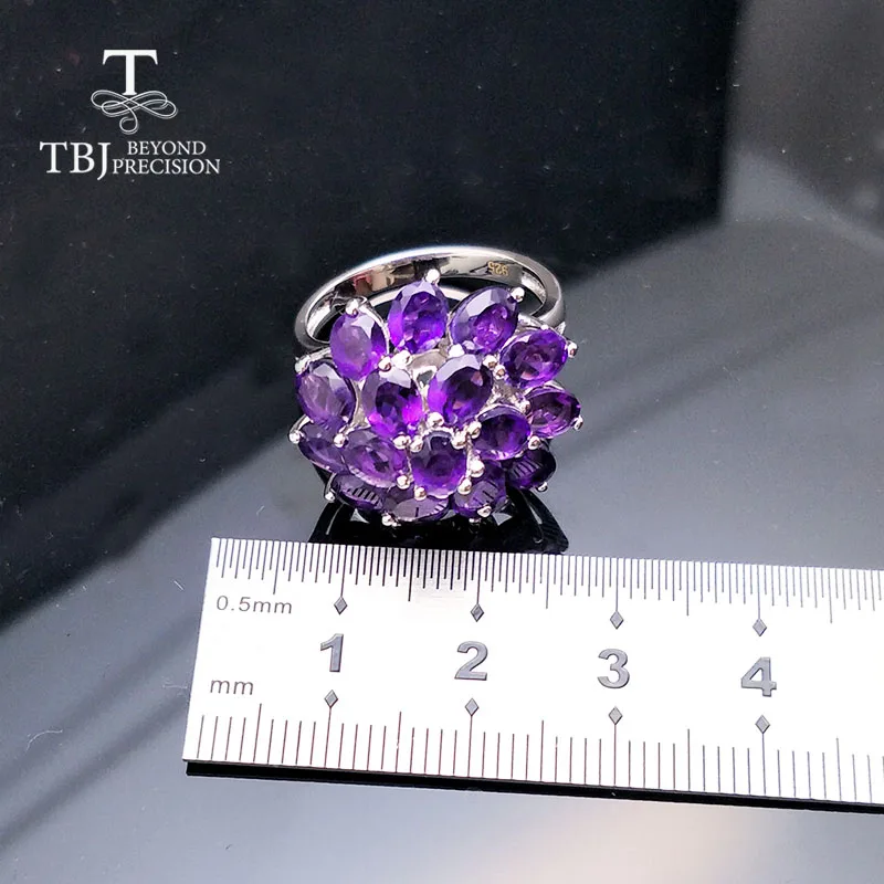 TBJ, кольца из стерлингового серебра 925 пробы, хорошее ювелирное изделие, глубокий цвет, Африканский аметист в форме цветка, лучший хороший подарок для женщин или на День святого Валентина