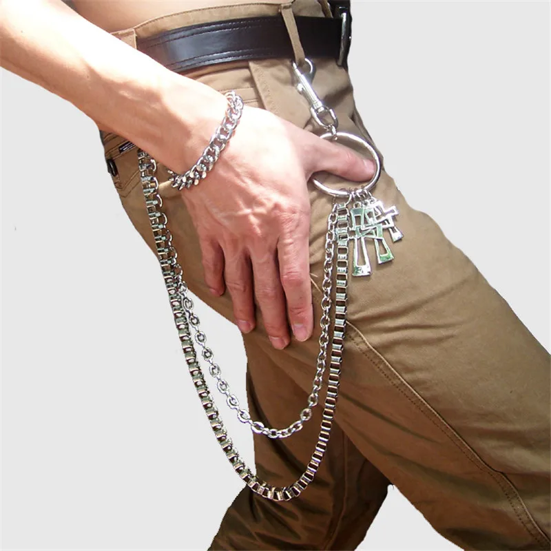 Талия для мужчин хип хоп Уличный кошелек цепочка панк Рок Серебро Корс