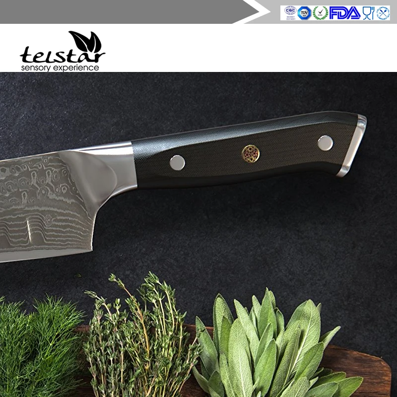 Нож сантоку из дамасской стали 67 слоев японского VG10 Кухня ножей эко Пособия по