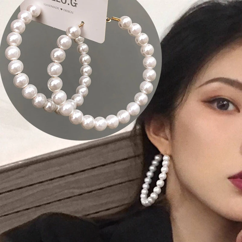 Европейские и американские винтажные простые жемчужные серьги кольца модные