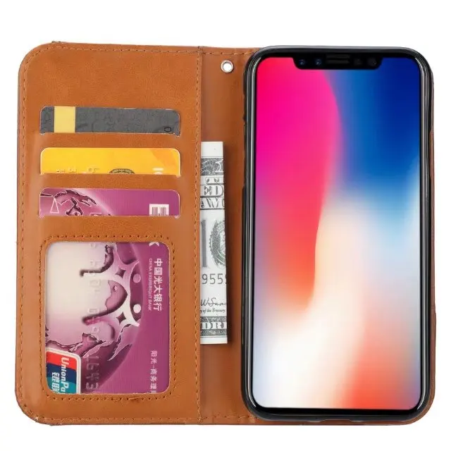 Деловой флип чехол из искусственной кожи с магнитной подставкой для iPhone X XR XS Max 6 S