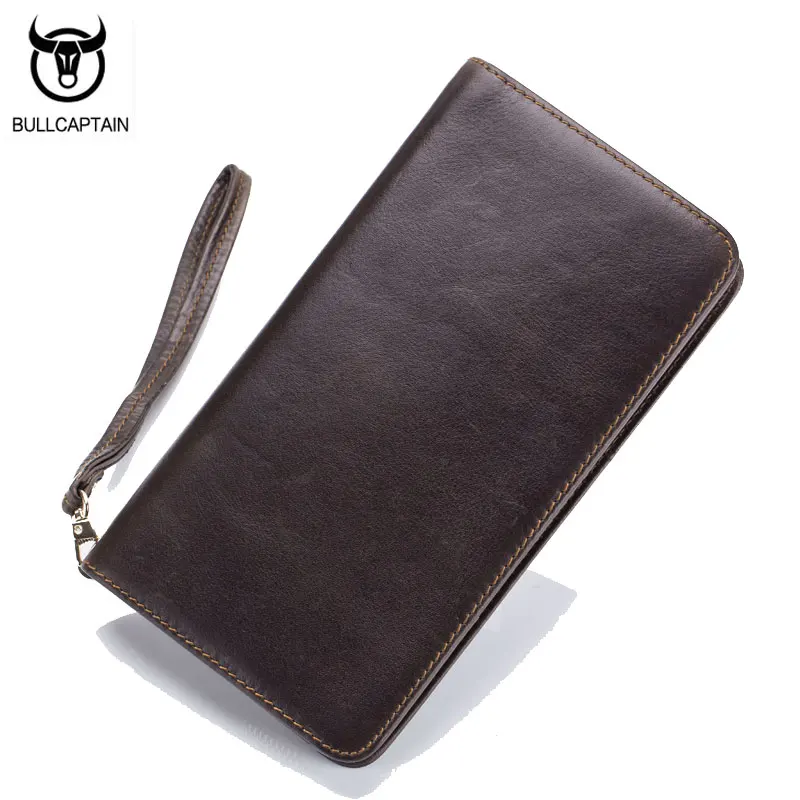 BULLCAPTAIN мужской брендовый кошелек из натуральной кожи в винтажном стиле Длинный