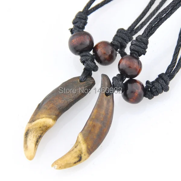 Прохладный tirbal Стиль реального зуб клыки волк зубы кулон Surfer Цепочки и Ожерелья