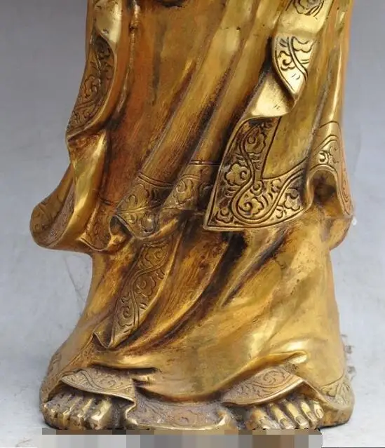 

Free shipping S00496 22"chinese Buddhism bronze Gilt stand Kwan-Yin Bodhisattva goddess Buddha statue