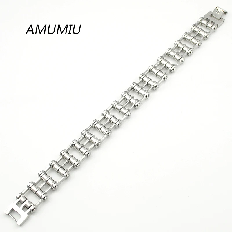 AMUMIU Fashion Jewelry For PUNK Biker 316L Stainless Steel Mens Motorbiker Bicycle Chain Bracelet 2017 HZB044 | Украшения и