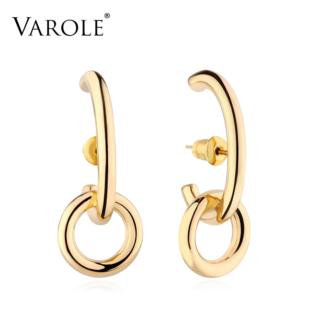 

VAROLE Simple Geometric Circle Stud Earrings Fashion Jewelry Gold Color Anti Allergy Earings For Women Ear Jewelry Brincos
