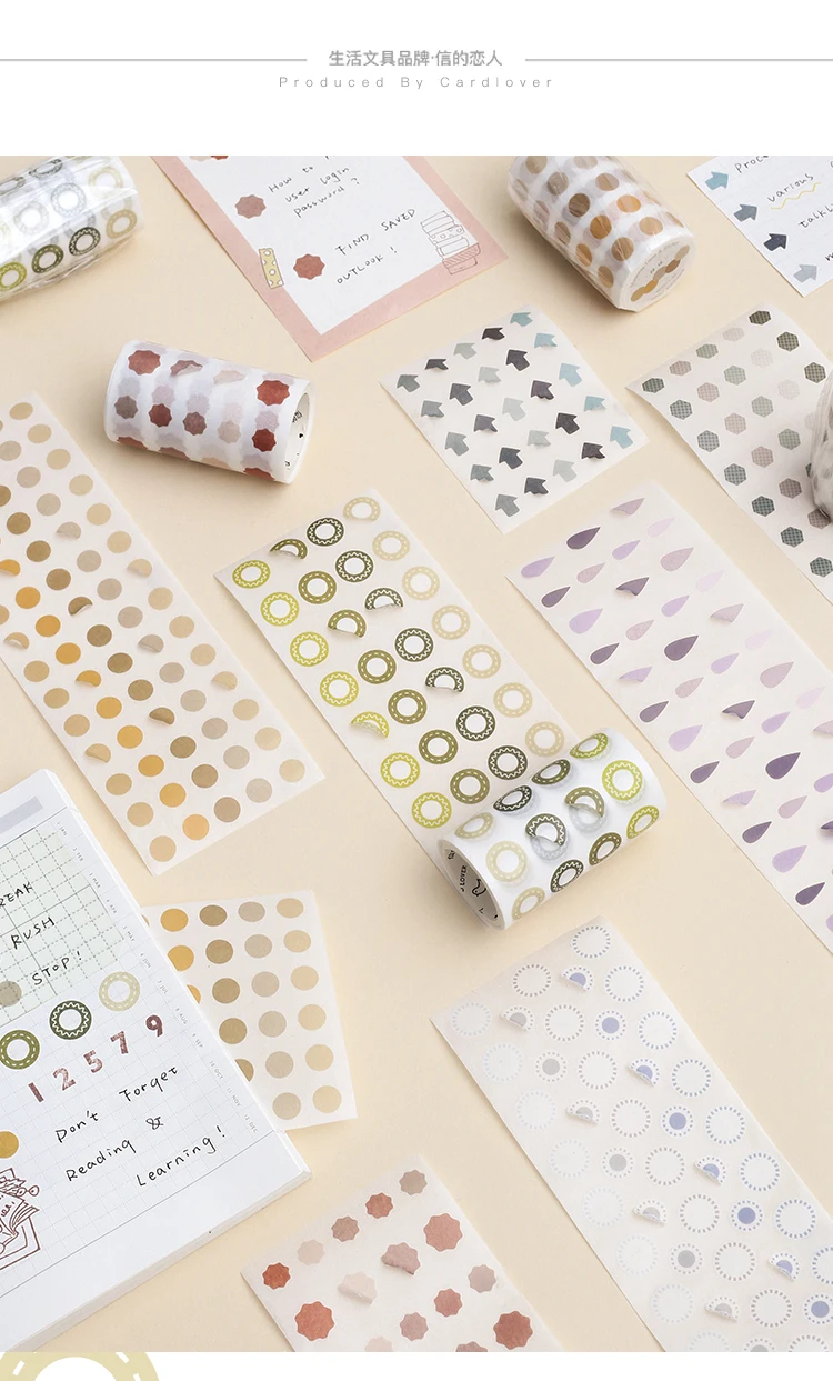Cute Bullet Journal Washi Tape Set Kawaii Gradient Dot Masking Tapes For Kids DIY Decorative Diary Scrapbooking Photo Ablums