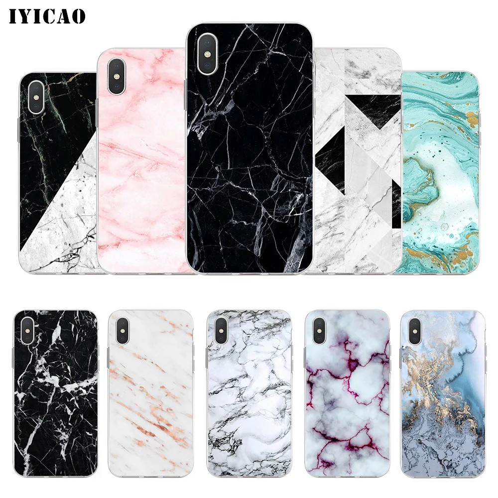 IYICAO золотой мраморный коллаж Модный мягкий силиконовый чехол для телефона iPhone X XR