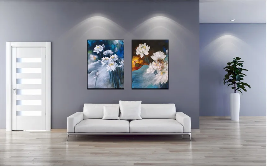 Модульная картина с изображением луга цветов 2 шт. настенная Картина на холсте