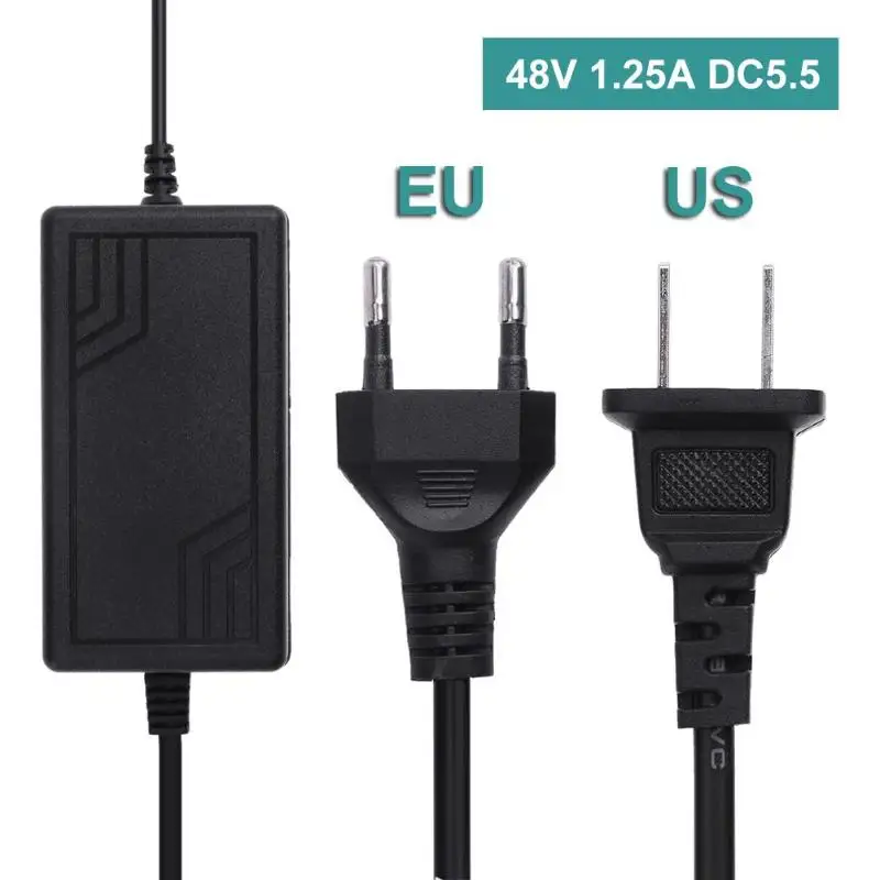 ALLOYSEED 48V 1.25A DC5.5x2.1 Питание адаптер Зарядное устройство конвертер адаптера