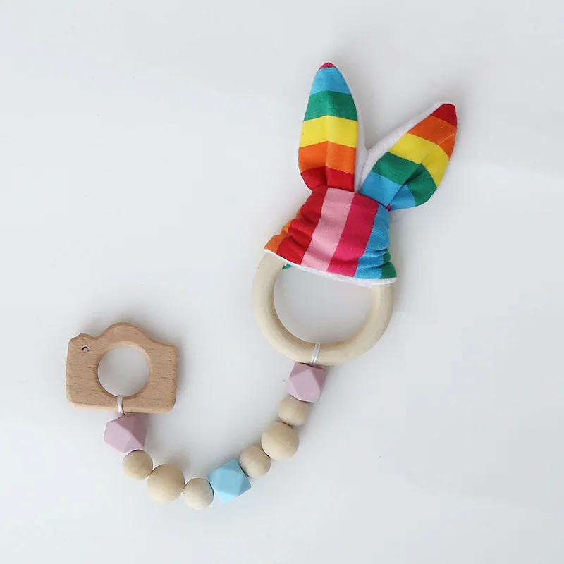 Нордический стиль заячьи ушки DIY орнамент Висячие Прорезыватели для зубов деревянные браслеты сделаны из бука животные Душ подарок играть в спортзал игрушка детская погремушка