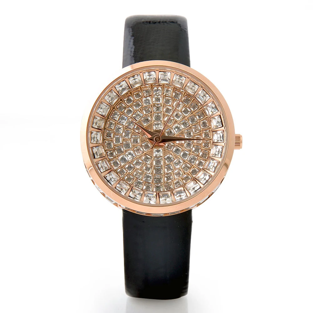 Trendy Ladies Watch Full Crystal Diamond Bling Unique Dial Design Slim Leather Strap Creative Birthday Gifts reloj mujer | Наручные часы
