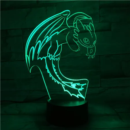 Светодиодный ночсветильник Как приручить дракона иллюзия 3D USB датчик касания RGBW