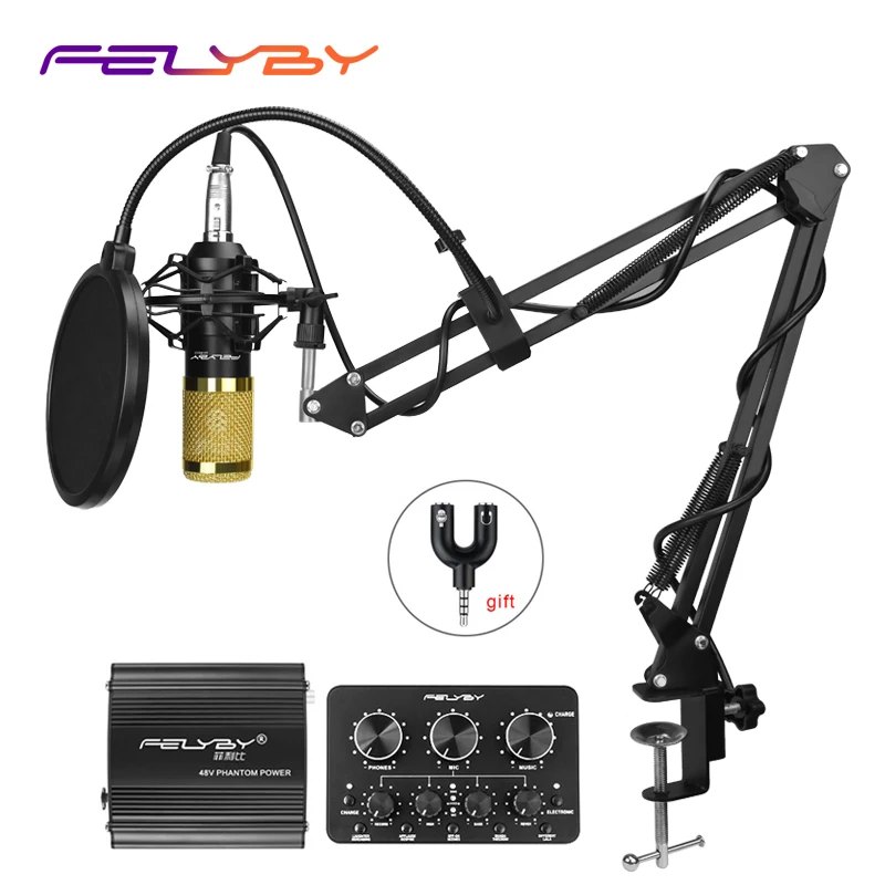 FELYBY профессиональный конденсаторный микрофон bm 800 для компьютера 3 5 мм xlr кабель