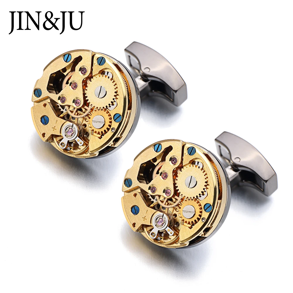 JIN& JU горячие часы движение запонки нефункциональные Стимпанк Шестерни часы механизм запонки для мужчин Relojes Gemelos
