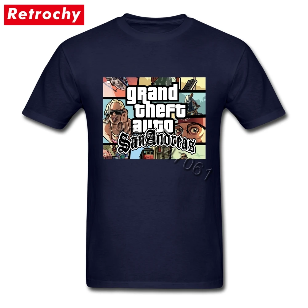 Популярная Игровая футболка GTA San Andreas Team GRAND THEFT AUTO, Мужская футболка с коротким рукавом, уникальная одежда для видеоигр - Цвет: Navy