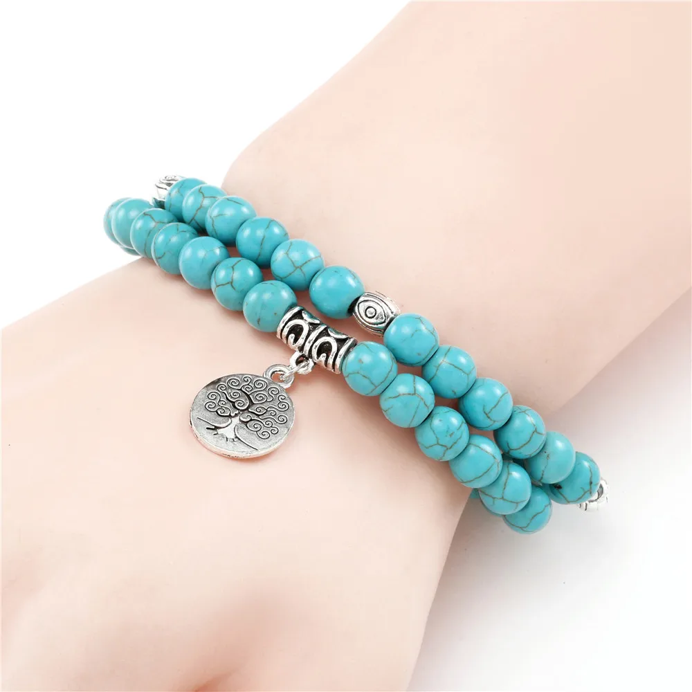 NADEEM Boho 2 шт./компл. натуральный мрамор Howlite каменные бусы Подвеска &quotДрево