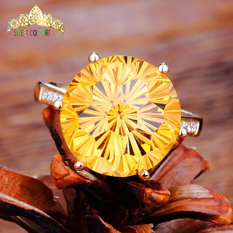 

100% 18K Gold 6Ct Natural Citrine Ring With national certificate C-002