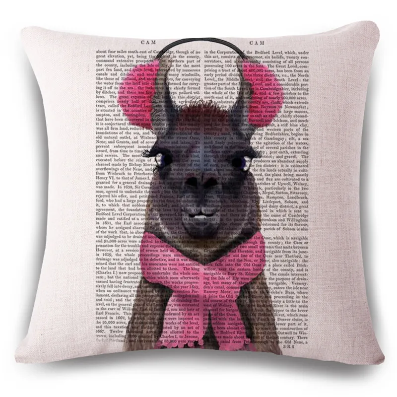 Ручная роспись газета животное Хлопок Лен печатная наволочка для кровати дома dec