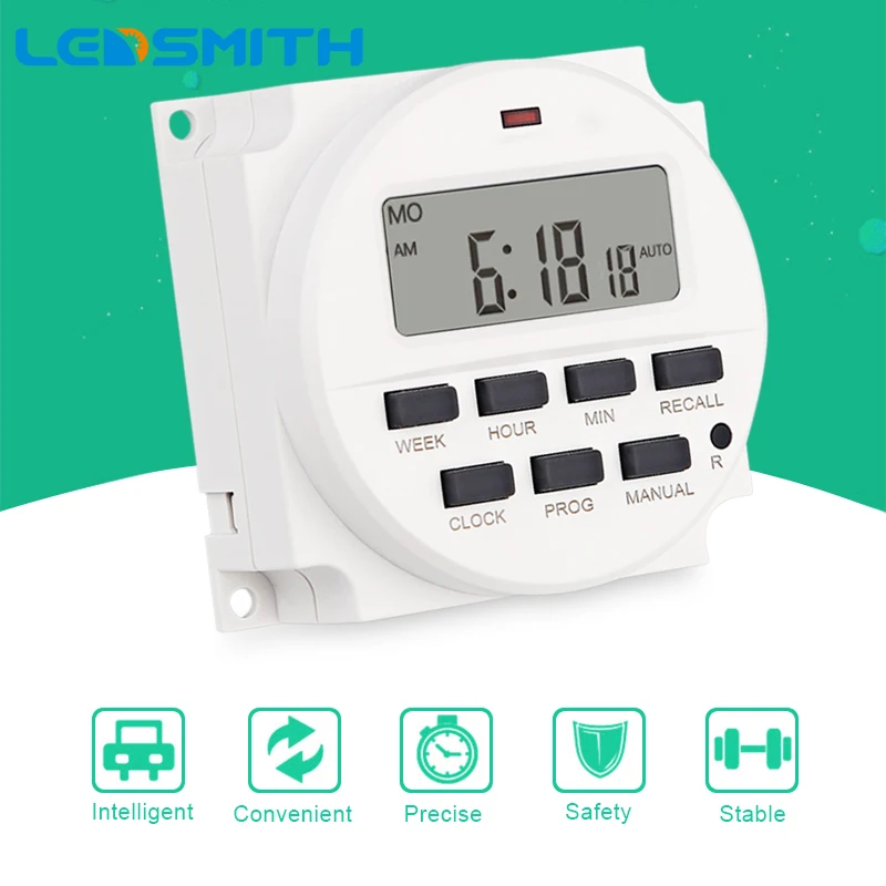 LEDSMITH TM618H-2 220 В переменного тока 16А Цифровое реле времени 7 дней программируемый таймер переключатель Еженедельный цикл таймер переключатель высокое качество