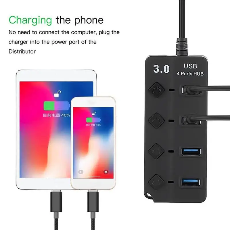 Usb-хаб 3,0 4/7 порт концентратор 5 Гбит/с Высокоскоростной USB 3,0 концентратор Разветвитель переключатель адаптер питания для MacBook ноутбук ПК