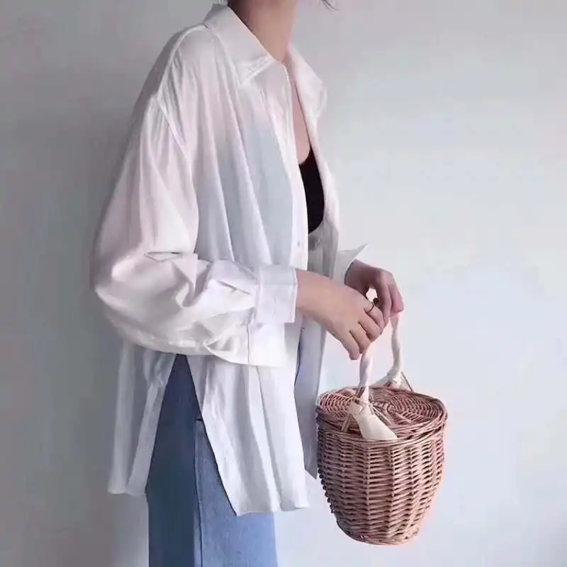 ROSALYNN плетеная тканая Корзина для пикника ручной работы плетеный мешок корзина винтажная походная корзина для еды фруктовая с крышкой и ручкой