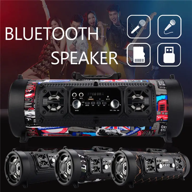AMTERBEST Портативный на открытом воздухе Bluetooth Динамик Беспроводной сабвуфер
