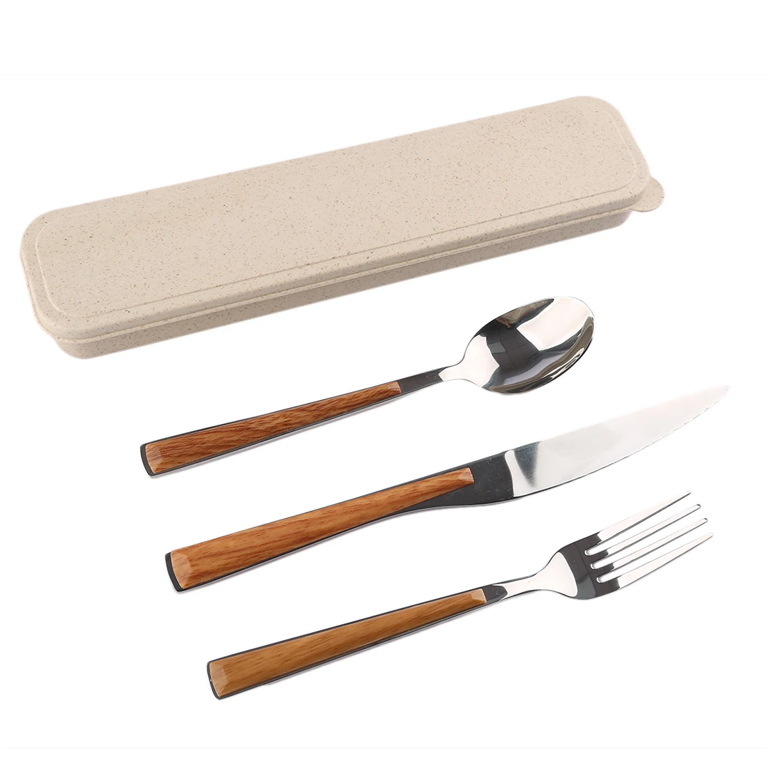 ITECHOR Имитация деревянной ручки из нержавеющей стали портативная посуда столовая