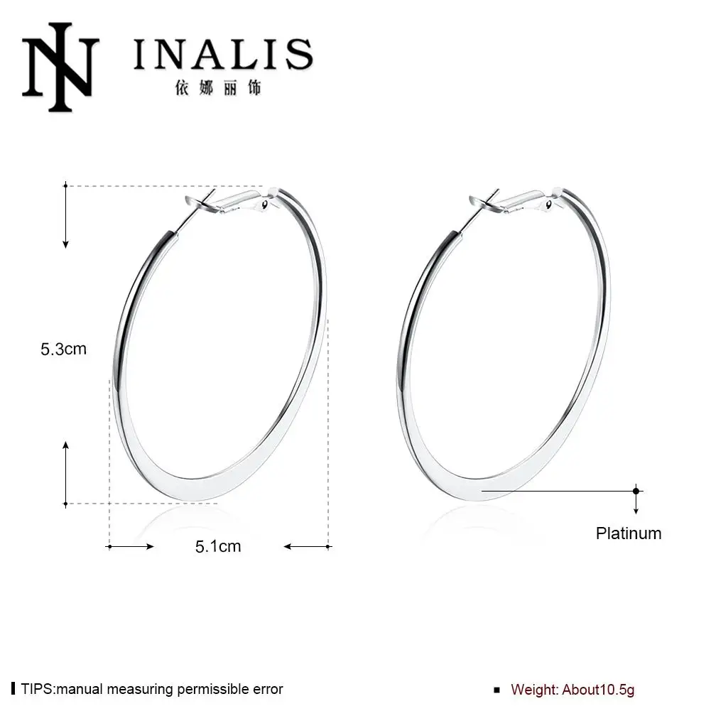INALIS новые серебряные цветные тонкие гладкие Преувеличенные Большой круг обруч