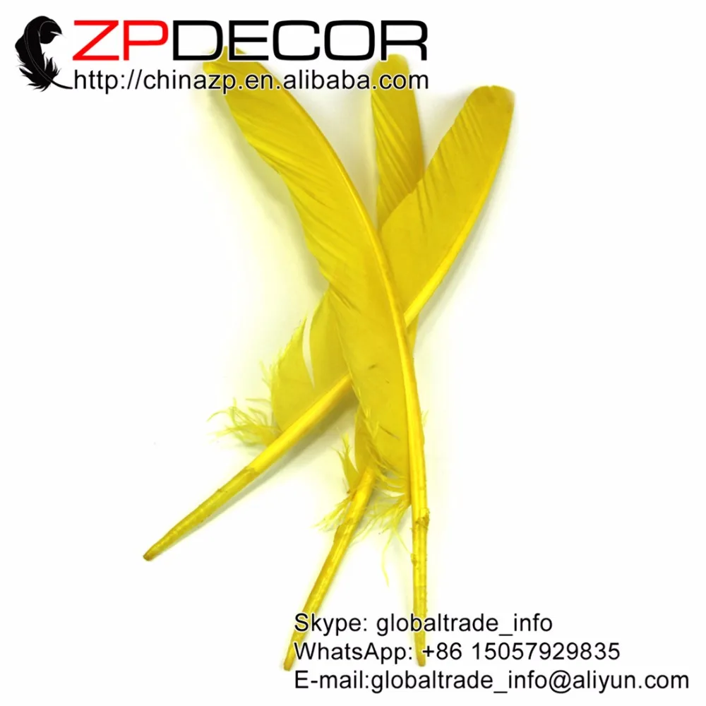 

ZPDECOR 50 шт./лот 30-35 см (12-14 дюймов) окрашенные желтые в полоску турецкие перья из крыльев для шляп аксессуары