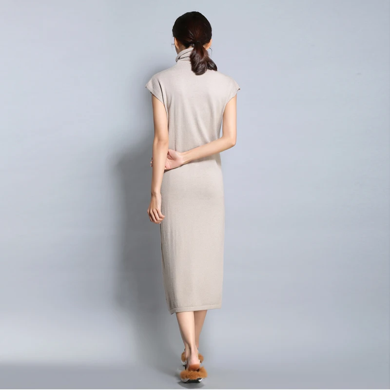 Women Sweater Vest Dress 2018 New Spring Long Pullovers High Quality Cashmere Turtleneck Sleeveless Tops Clothing | Женская одежда