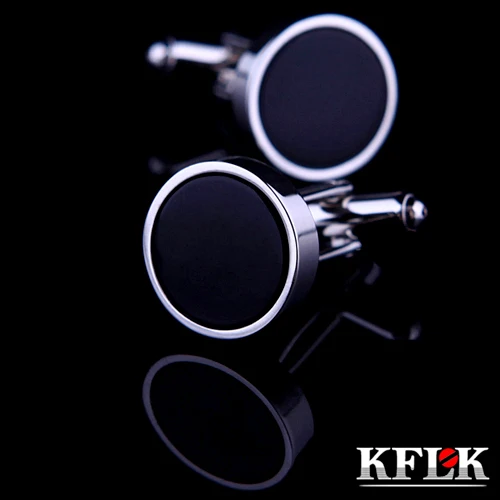 Элитная рубашка Kflk запонки для мужчин подарок брендовая классическая черная