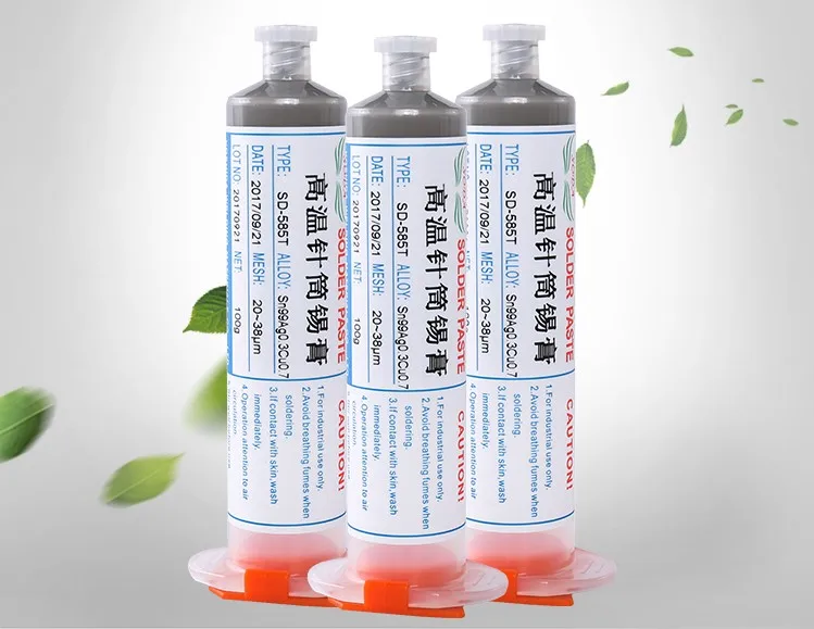 high quality 100g Sn99Ag0.3Cu0.7 SD-585T temperature SMT BGA rework lead free Photovoltaic special solder paste | Инструменты