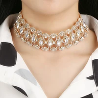 fashion luxury full rhinestone choker necklace women charm crystal statement necklace bridal wedding jewelry