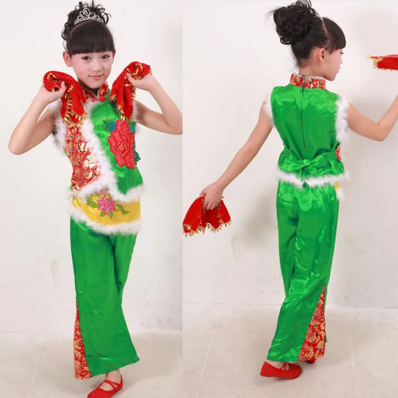 Зеленый свитер детский традиционный старинный китайский народный танец костюмы