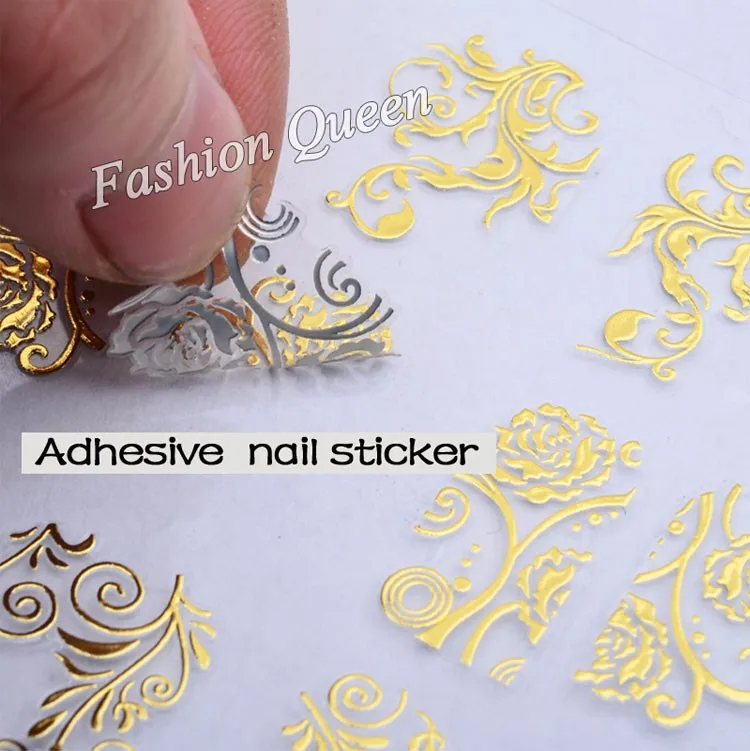 Горячие золотые наклейки для стикеры 3D на ногти Nail Art, 108 шт/лист, высокое качество, металлические цветы, смешанный дизайн, Типсы для ногтей, аксессуары, инструмент для украшения