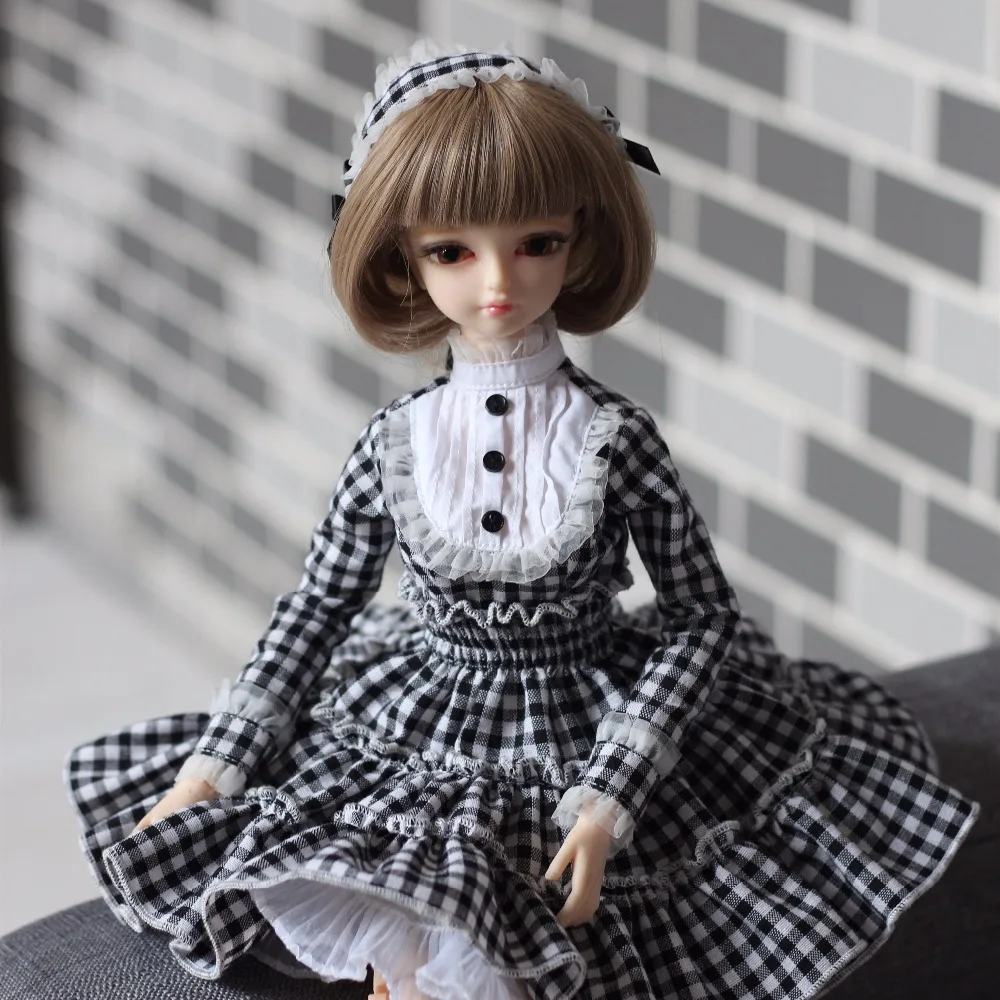 Forturn days только для 1/4 bjd 45 см Кукла милый тартан принцесса платье с тиара высокое качество MMGIRL BJD кукла